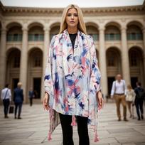 Fashion Women Floral Fringe Viscose Shawl Scarf Print Soft Lady High Quality Pashmina Stole Muslim Hijab 180*90Cm 90x180cm