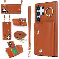 Crossbody Ring Wallet Leather Case For Samsung Galaxy S24 Ultra S23 Plus S22 S21 Note 20 A55 A54 A15 A25 A53 A14 Lanyard Cover For Galaxy S22 ruda