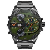Dyzelinas p. „Daddy DZ7477“ žalio ciferblato stiliaus vyriškas laikrodis su metaliniu paviršiumi 57mm pilka