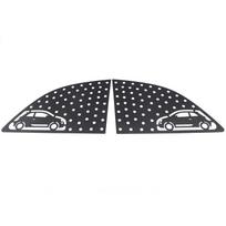 For Fiat 500 2007-2026 Aluminum Alloy Black Car Rear Triangular Glass Window Honeycomb Decorative Panel Sticker Accessories juoda