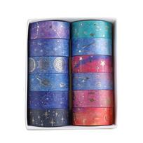 12pcs Starry Night Washi Tape Set 15mm*2m Galaxy Constellation Moon Star Adhesive Masking Tapes Home Stickers Decoration