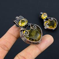 Citrine Handmade Copper Wire Wrap Gift Jewelry Pendant 2.01  T1w46