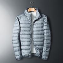 Stand-up Collar Light Feather Cotton Clothes Warm Cotton Clothes Fashion Casual Jacket Jacket M šviesiai pilka spalva