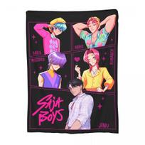KPop Demon Hunters Saja Boys Blanket Flannel Spring/Autumn Multi-function Super Warm Throw Blankets for Home Outdoor Bedspread 75x100cm 30x40in