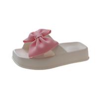 Fashion Women Slippers Comfortable Platform Sole Anti-Slip Ladies Shoes New Trendy Bowknot Anti-Slip Sandals Outdoor Summer Dress 37 balta