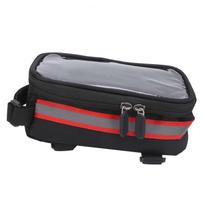 Touch Screen Bicycle Bag Cycling MTB Bike Frame Front Tube Storage Bag for 6.3x3.2in PhoneRed raudona