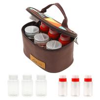 6Pcs Set Spice Shaker Seasoning Dispenser with Rotating Lid and Travel Bag, Spice Jar Pepper Shakers Condiment Dispenser ruda