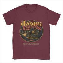 Vasaros vintažiniai „The Doors“ marškinėliai, muzikiniai ir laisvalaikio marškinėliai, vyriški patogūs dideli viršutiniai marškinėliai, trumpomis rankovėmis S ruda
