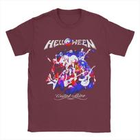 Vyriški marškinėliai Heavy Metal Helloween grupė Juokingi medvilniniai marškinėliai Trumpomis rankovėmis Vokiško Power Rock marškinėliai Apvalia kakleliu Drabužiai Vasara S ruda