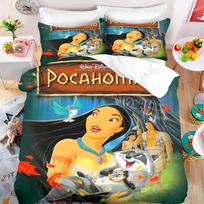 Animacinis antklodės užvalkalas Pocahontas Princesės Antklodė Užklotas Lovos Patalynės Rinkinys Karališkas Mielas Spausdintas Vaikams Animacinis 3 Dalių Patalynės Rinkinys EU Single(135*200cm)3pcs