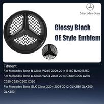 Skirta Mercedes Benz B C GLK klasės 2008-2014 m. Chromo sidabro ir blizgios juodos spalvos OE stiliaus priekinės grotelės Žvaigždės emblema Chromuotas logotipo ženklelis