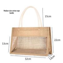 Burlap Jute Tote Bag: DIY Hand-Painted Retro Linen with PVC Splicing