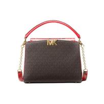 Michael Kors Karlie Classic Monogram Vintage Snake Print Leather Kelly Bag Women Shoulder Bag Dark-Brown Red 30H1GCDS6E-602 Basic Set (Bag+Dust Bag)