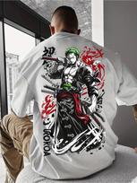 Vienas Gabalas Roronoa Zoro Trijų Kardų Stiliaus Dydžio T-Shirt, Unisex Anime Gerbėjų Gatvės Aprangos Marškinėliai, 100% Medvilnės Laisvalaikio Trumpomis Rankovėmis Viršus 4XL
