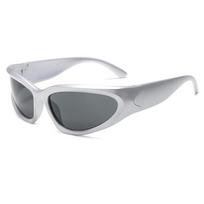 Universal Y2K Cyberpunk Cool Black Silver Sun shades for Men Women Stylish Future Science Polarised Lens Cycling Eyewear gray