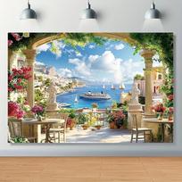 2D Italijos Rivjeros fotografijos fono audinys kelionėms ir vakarėlių dekoravimui 47.2x31.5inch/120*80cm
