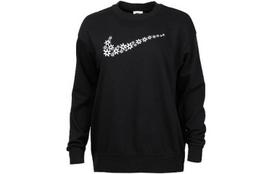 Nike moteriškas juodas fleece megztinis su apvalia apykakle ir gėlių logotipo spaudiniu DM6310-010 L
