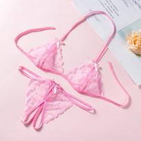 Sexy Lingerie Bra+Underwear Panties Briefs Bikini Sleepwear Lace Women Bra One size rožinė