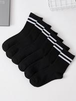 6 Pairs Popular Parallel Bars Socks Men'S Business Sports Sweat-Absorbing Breathable Spring Autumn Simple High-Quality Boy Socks One size