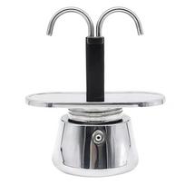 AEE4-Moka Pot Double Head Stainless Steel Mocha Coffee Pot Italian DIY Conduit Coffee Maker Moka Coffee Maker Kitchen Tool