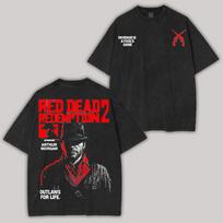 Red Dead Redemption Anime Gerbėjo skalbta marškinėliai Visų metų drabužiai aukštos kokybės asmenybė Drabužiai Didelis dydis Unisex Naujas modelis Pora marškinėliai L