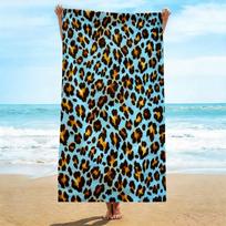 Oversized Leopard Beach Towel, Soft Microfiber Quick Dry Light Blue Leopard Print Bath Towel, Large Pool & Travel Beach Blanket W40*H60(CM)