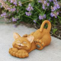 Naujas „Happy Cat“ įnoringas katės, besileidžiančios sode, statula lauko vidaus apdailai geltona