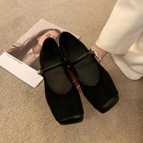 Soft-soled French flat-soled Mary Jane shoes 2024 spring new retro square head shallow mouth single shoes with skirt evening shoes 35 juoda