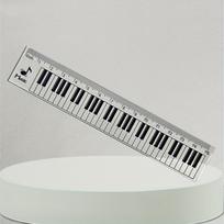 1 vnt. Pianino klaviatūros liniuotė su natomis - Skaidri - 15 cm/6 col. - Dvigubos paskirties matavimo įrankis ir muzikos mokymo priemonė gray