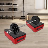2 Pieces Barbell Cushion Pad Weightlifting Drop Noise-Insulating Non-Slip Training Mat with Red Black