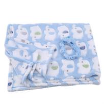 Cute Cartoon Baby Elephant Air Conditioning Blanket Coral Fleece Pillow Quilt Dual-use Elephant Baby Quilt Blanket mėlyna