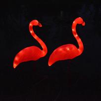 Dekoratyvinis lauko vejos kiemo šviesos diodų saulės šviestuvas su flamingo šviestuvu