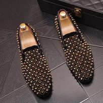 Madingi vasariniai vyriški odiniai batai madingi kniedyti loaferiai greitos rankos to paties stiliaus pupelių batai madingi vyriški batai Zapatos Hombre a9 37 auksas
