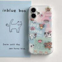 Y2k Trendy Creative INS Illustration Little Bear Dog Phone Case For iPhone 17 Promax Air 16Pro 15 14 13 12 11 Pro Max Plus Cover iPhone 13 Pro