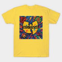 Men Black Print T-shirt Tang Wu No-Cut Transfer Paper Print Cotton Tshirt XL geltona