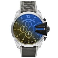 Diesel DZ4523 Mega Chıef 54mm Leather Black Mens Watch 51mm pilka