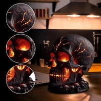 Magmos Akmens Kaukolės Dekoracija Kaukolės Stalo Lempa Su Siaubingu LED Šviesos Halloween Vakarėliui Židinio Dekoras Unikalus Kambario Akcentas Uždegti B
