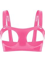 S-3XL Šlapios išvaizdos PVC trumpi topai Blizgūs PU odos tuščiaviduriai biustas Bustier Tank Top Pėdkelnės Seksualūs trumpi klubiniai drabužiai Croptop Camis Liemenė S pink