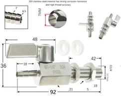 304 Stainless Steel Hose Barb Mini Ball Valve Sanitary Grade  7mm 8mm 10mm 12mm Gas Water Oil Hose Joint Micro-valve Fish Tank Thread