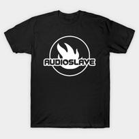 Men Black Print T-shirt Audioslave Band No-Cut Transfer Paper Print Cotton Tshirt 2XL juoda