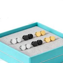 2Pcs/1Pair Gothic Stainless Steel Screw Dumbbell Stud Earrings For Women/Men Hip Hop Rock Hypoallergenic Punk Zircon 3mm auksas