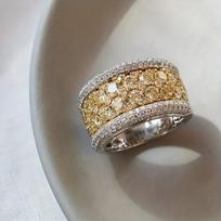 Luxurious Sparkling Zircon Geometric Wide Face Women's Ring, Suitable for Brides, Weddings, Banquets, Zircon Gifts 7