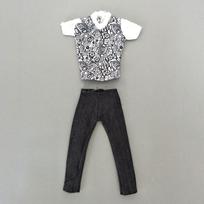 1set 1/6 Boy Doll Clothes For Ken Doll Painted Flower Shirt & Black Pants Trousers For Barbie Boyfriend Ken Prince Dolls Kids Toy įvairiaspalvis