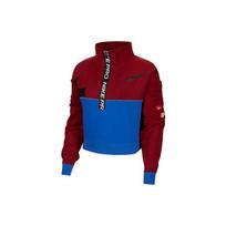 Nike Pro Get Fit Dri-FIT megztas spalvotas pusiau užtraukiamas su stovinčia apykakle megztinis moteriški viršutiniai drabužiai raudonas mėlynas CJ3467-677 XL