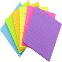 6pcs Lined Sticky Notes with Lines 3x3 Self-Stick Notes 6 Bright Color 6 Pack, 71 Sheets/pack