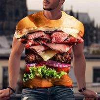 Juokingi marškinėliai Hamburgeris Maistas 3D spausdinti Streetwear Vyrai Moterys Mada Per dideli trumparankoviai marškinėliai Vaikų marškinėliai Viršutiniai drabužiai Vyriški drabužiai 160 brown
