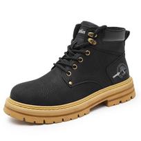 Men's British Style Mid-Tube Martin Boots: 2023 Autumn/Winter, Wear-Resistant, Thick-Soled, Casual Yellow with Velvet Lining 41 juoda