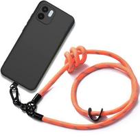 Lanyard Case for Xiaomi Redmi A1-A2 Soft Silicone Black with Sturdy Orange Lanyard