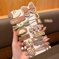 14 pieces of cute Korean style butterfly bow hair clips and hair accessories suitable for daily use with BB clips