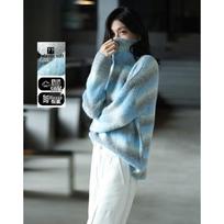 DEMANA Women's Winter Sea Salt Layered Gradient Knit Sweater L